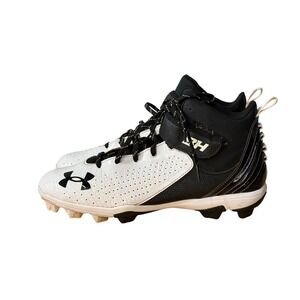 Under Armour Harper 5 Mid RM Baseball Cleats White Black 3023436-100 Mens 10.5